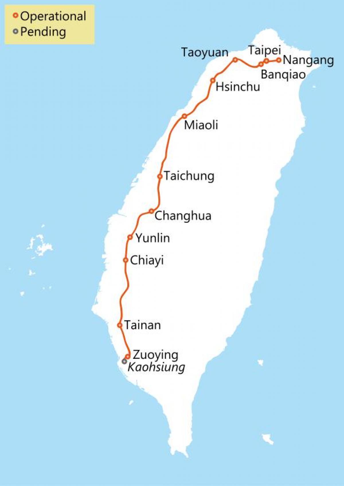 Taiwan high speed rail כביש מפה