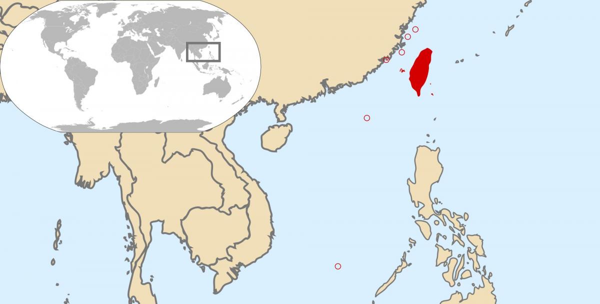 מפת העולם מראה טייוואן