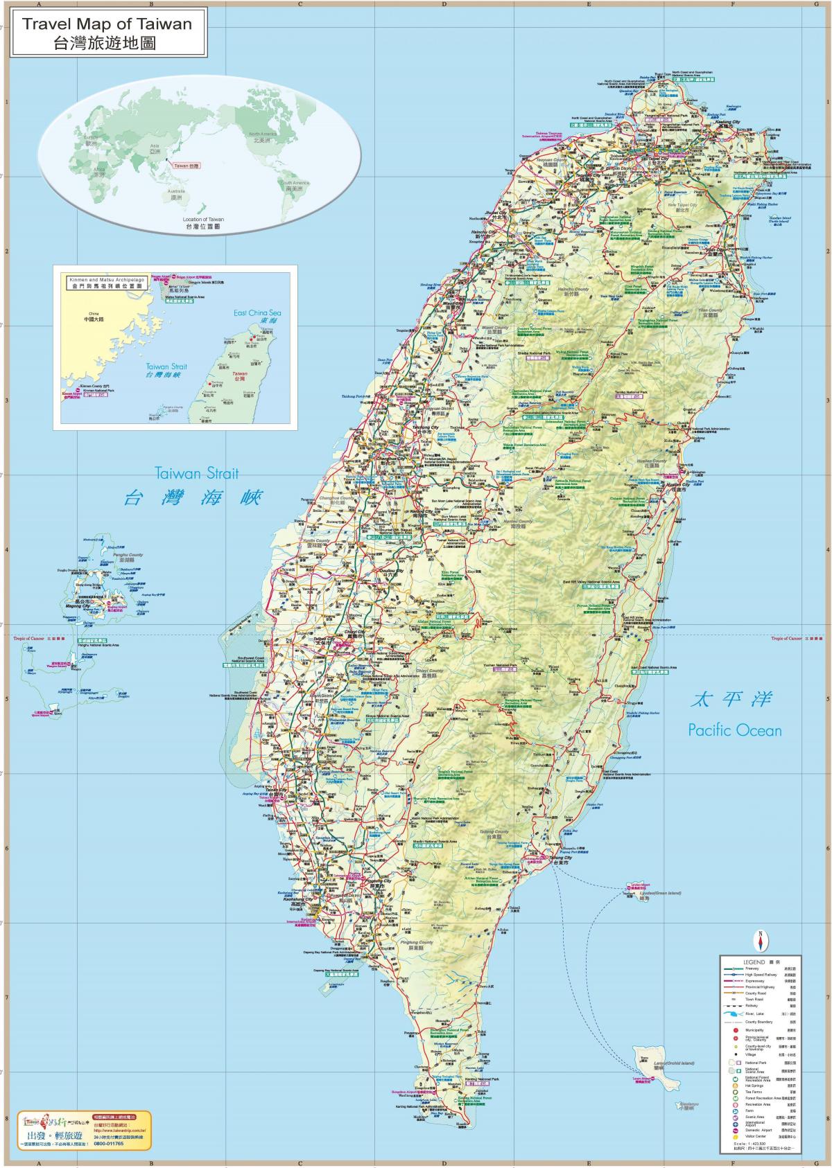 מפה של טייוואן אטרקציות תיירותיות